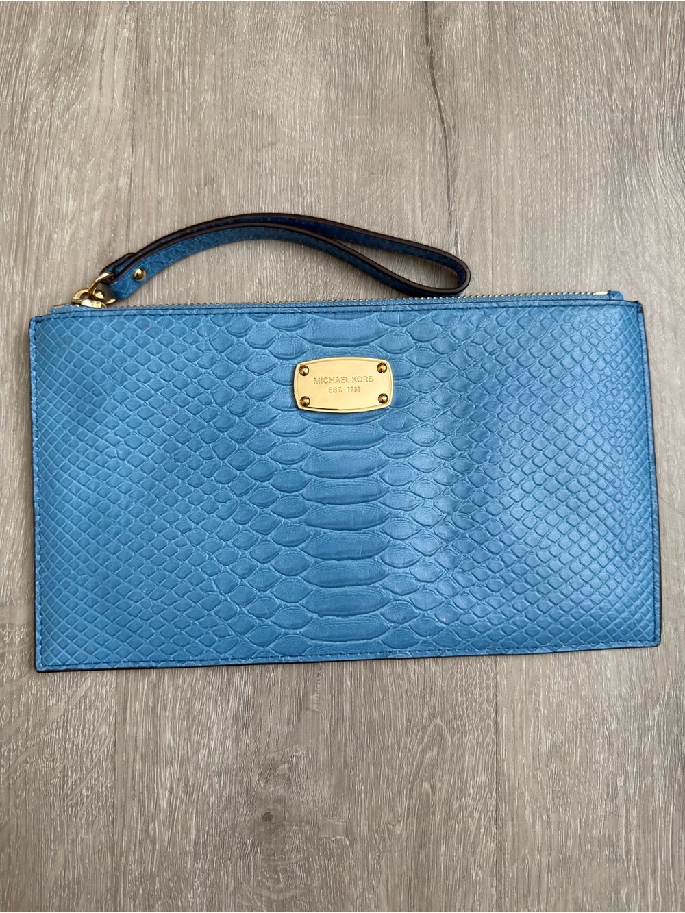 Michael Kors embossed snake leather wristlet clutch wallet